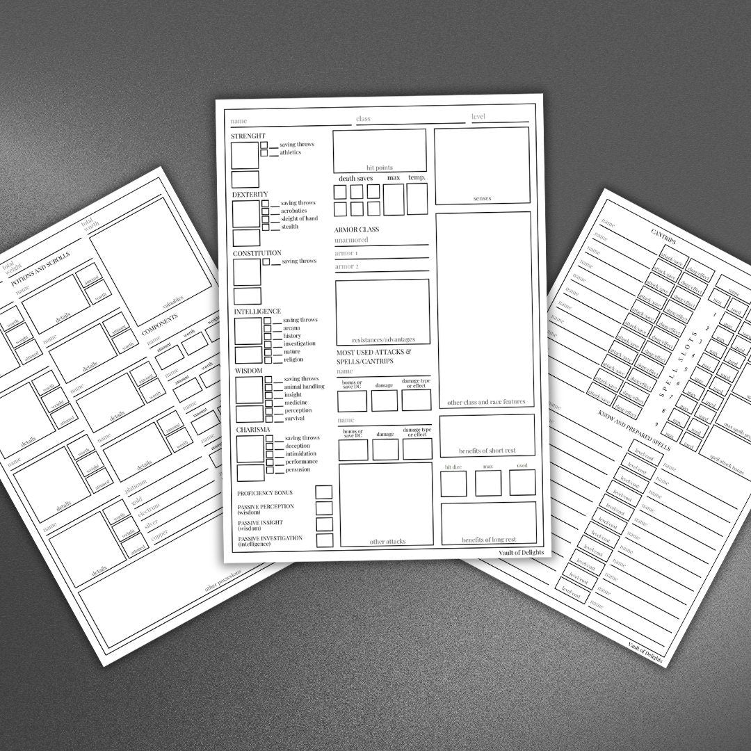 Character Sheet - printable tabletop RPG resource preview