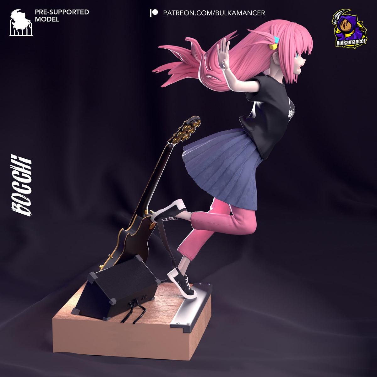 Hitori Gotoh Bocchi the Rock! Figure - 3D printed miniature detail view
