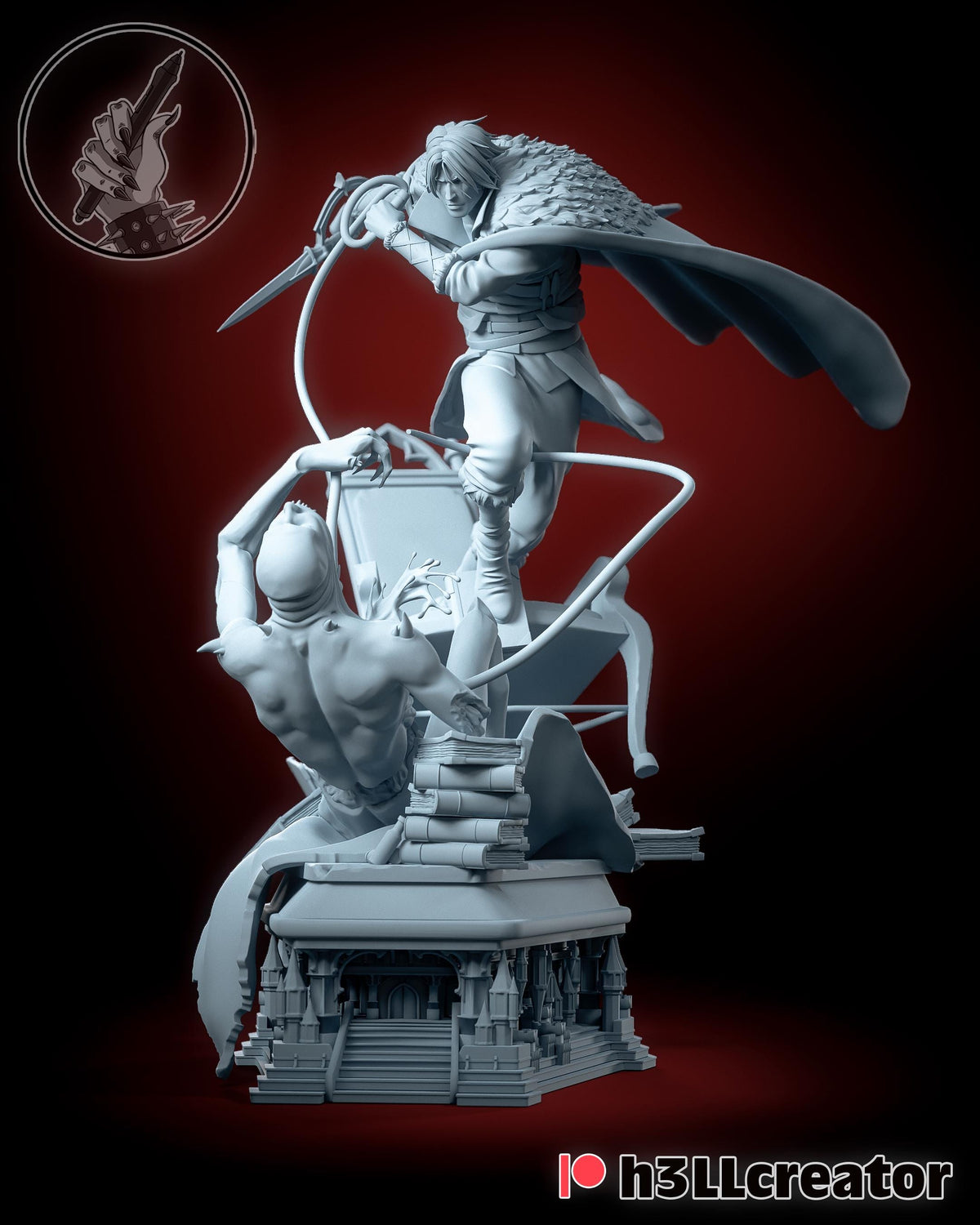 Trevor Belmont Castlevania Figure - 3D printed miniature detail view