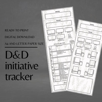 Fillable Initiative Tracker Cards - digital download preview