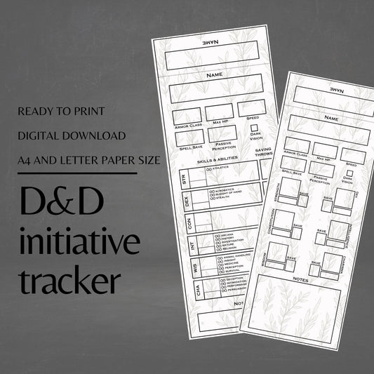 Fillable Initiative Tracker Cards - digital download preview