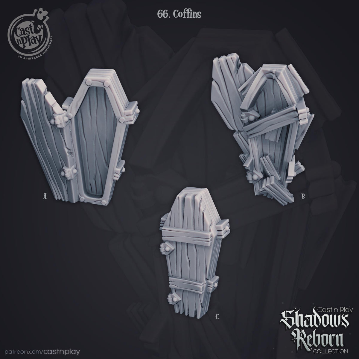 Coffin Scatter Terrain - resin tabletop miniature front view