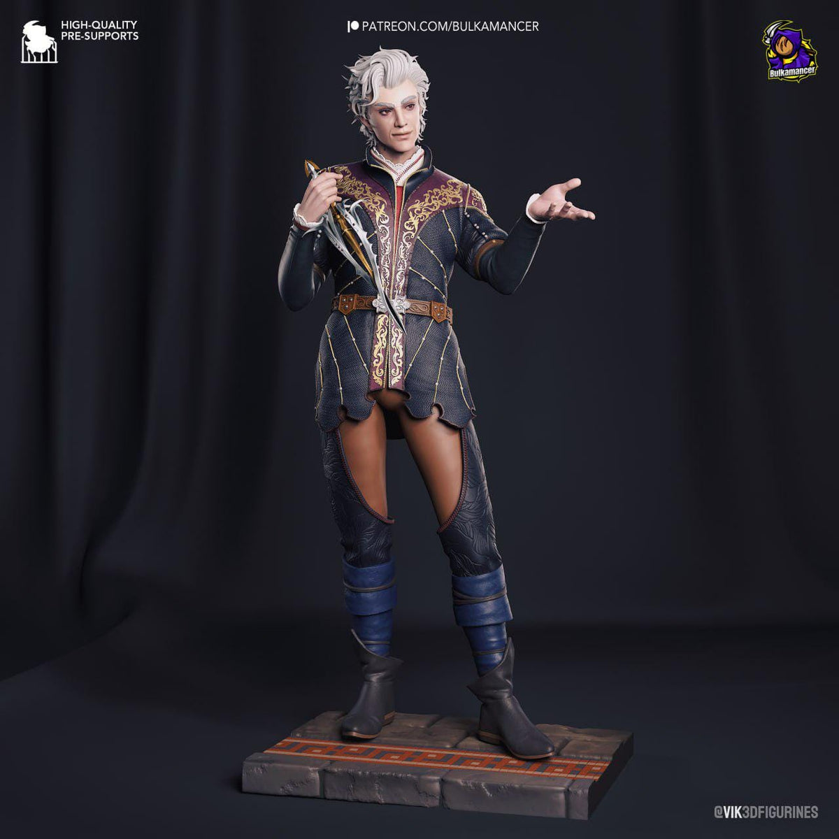 Astarion Figure - Baldur's Gate 3 - resin tabletop miniature front view