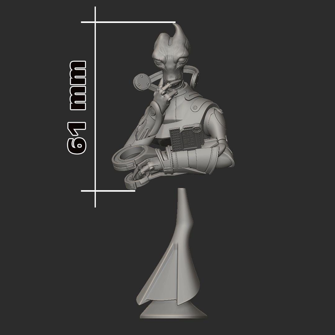 Mordin Solus Bust - Mass Effect - resin tabletop miniature front view