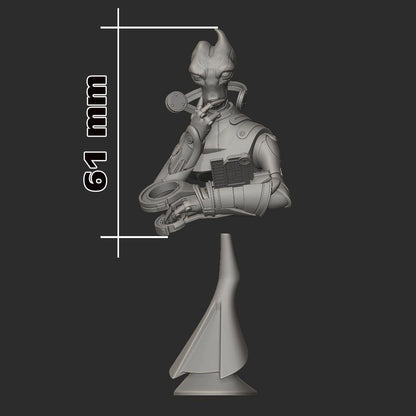 Mordin Solus Bust - Mass Effect - resin tabletop miniature front view