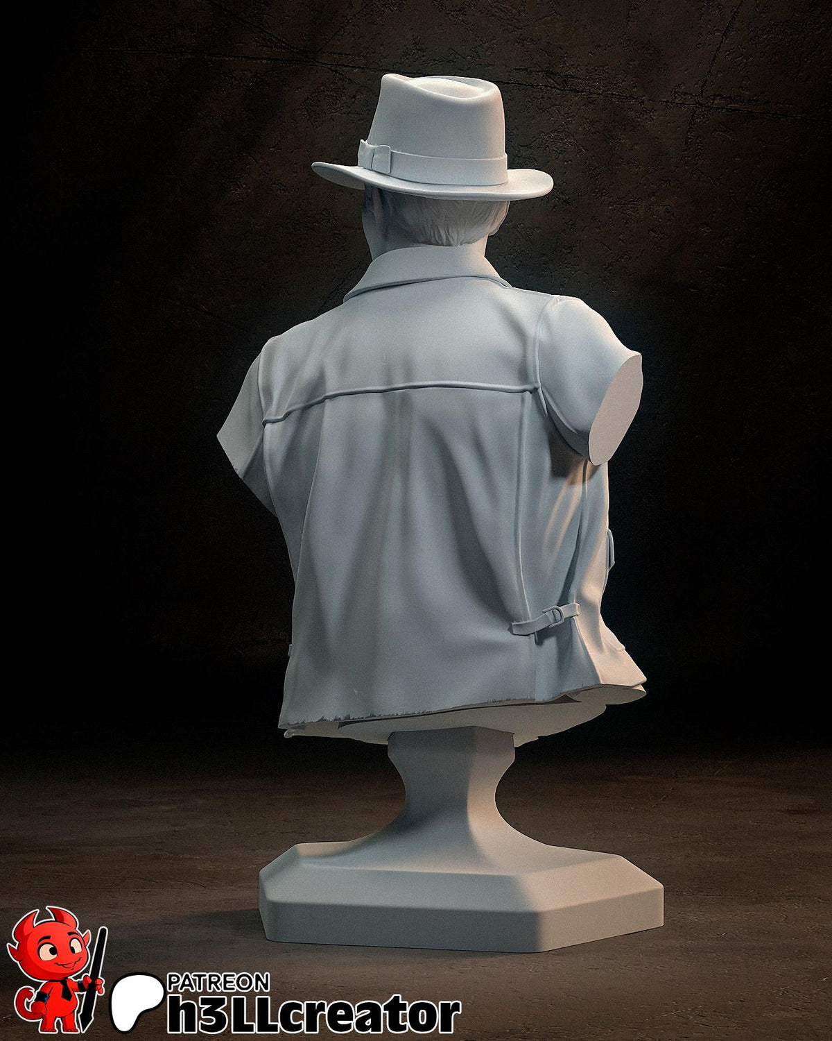 Indiana Jones Bust - 3D printed miniature detail view