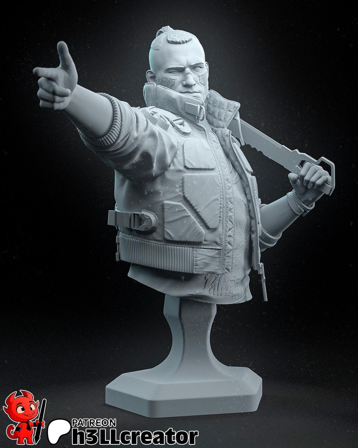Jackie Welles Bust - Cyberpunk 2077 - resin tabletop miniature alternate angle
