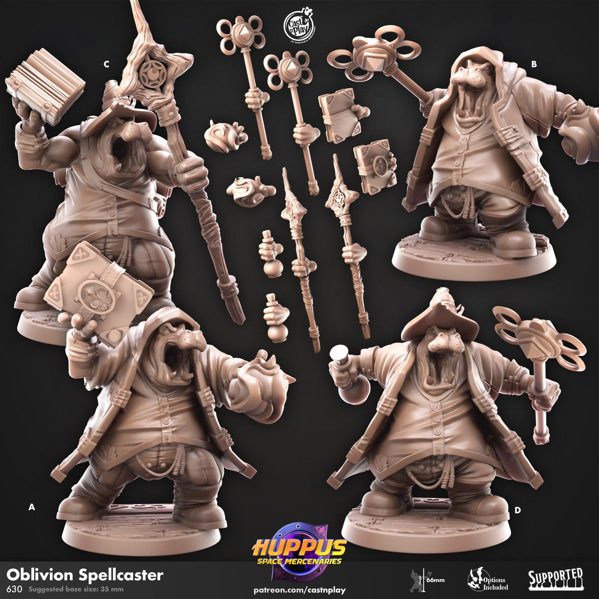 Giff Sorcerer Miniature - resin tabletop miniature front view
