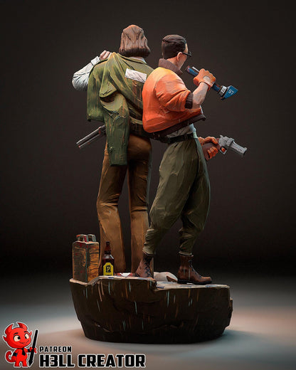 Harry and Kim Disco Elysium Figure - 3D printed miniature detail view