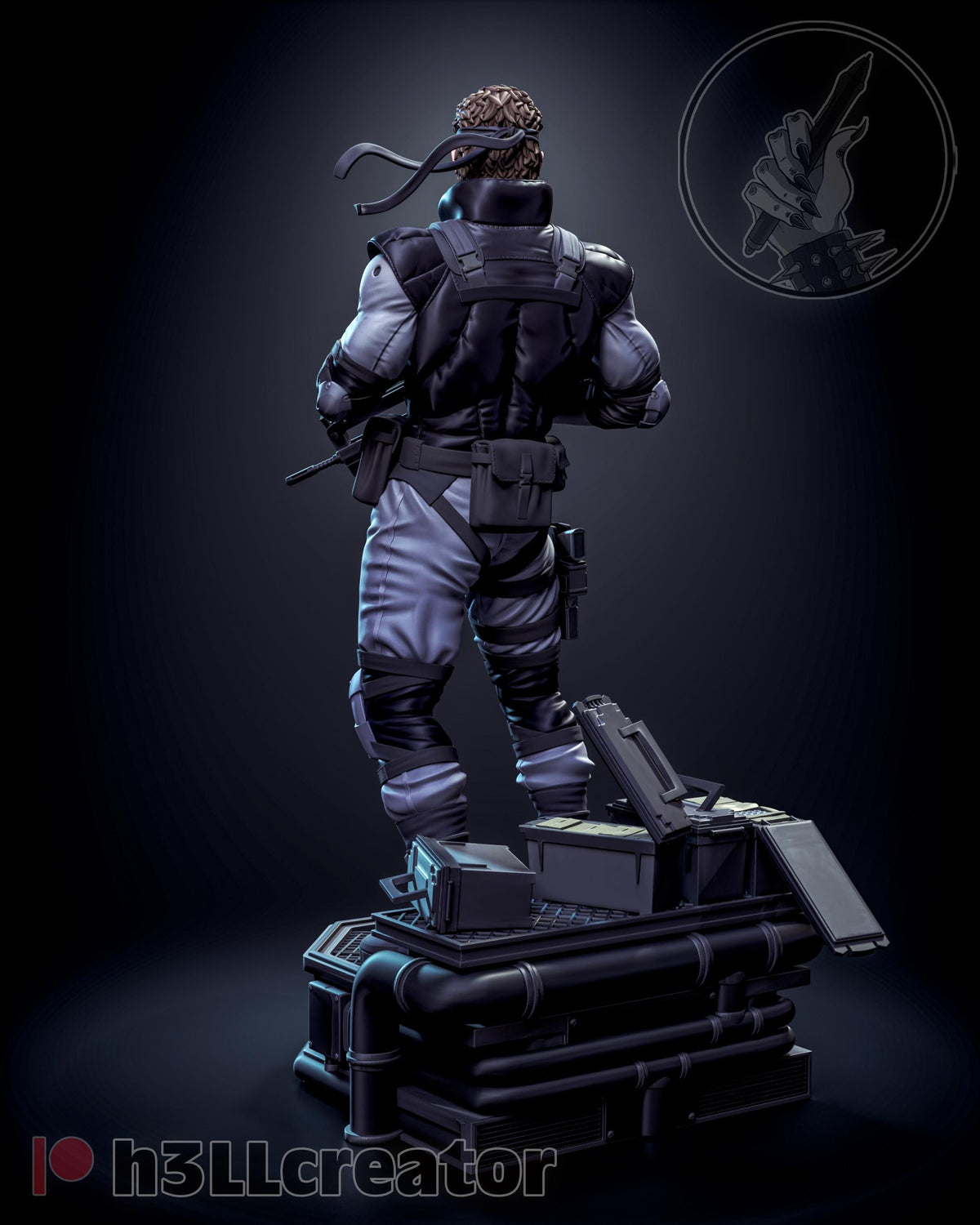 Solid Snake Metal Gear Solid Figure - 3D printed miniature detail view