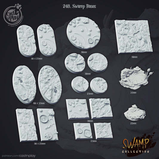 Swamp Collection Bases Set - resin tabletop miniature front view
