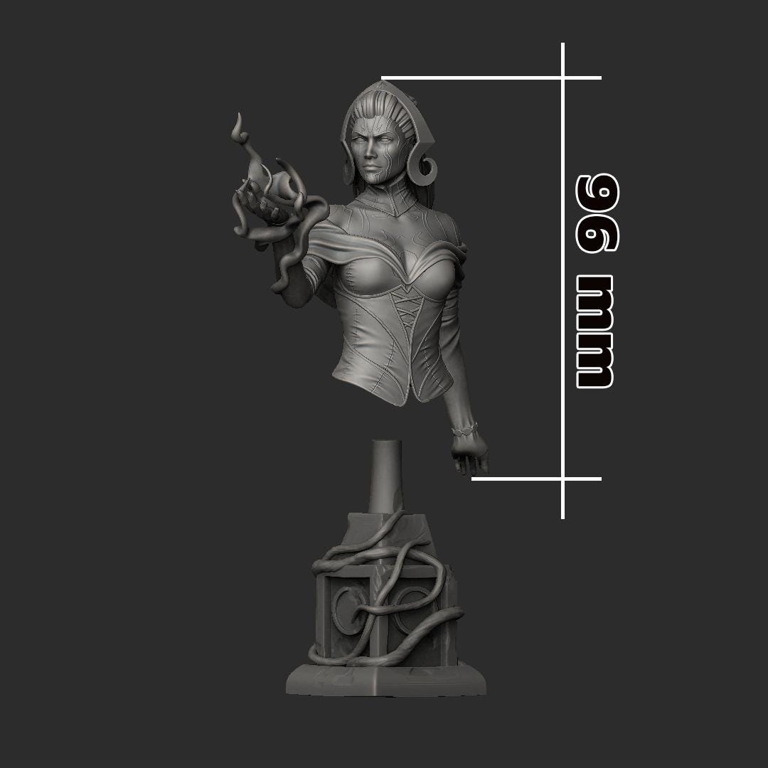 Liliana Vess Bust - 3D printed miniature detail view