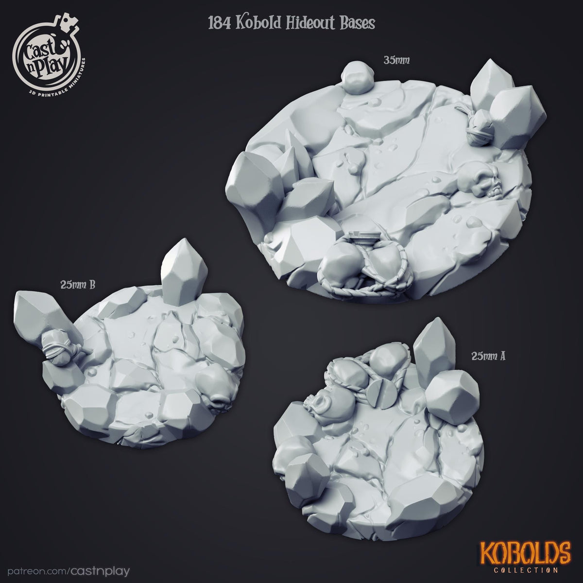 Kobold Collection Bases Set - resin tabletop miniature front view