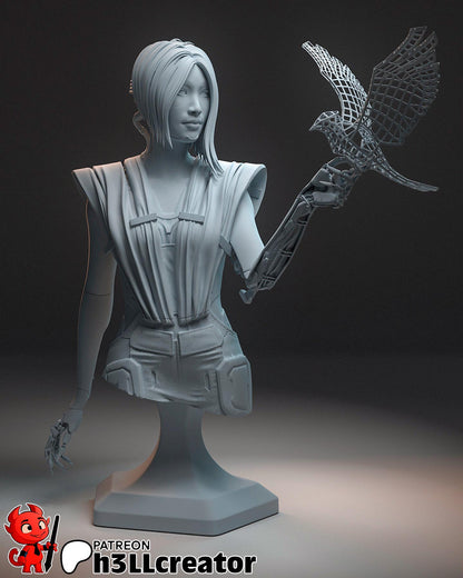 Songbird Bust - resin tabletop miniature front view