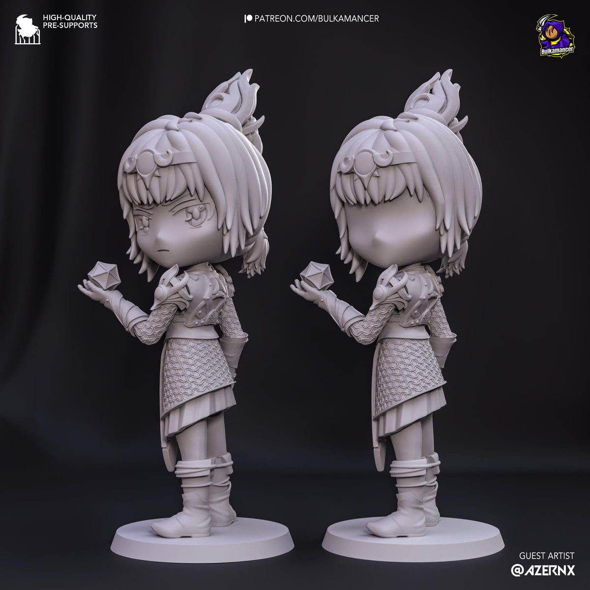 Shadowheart Chibi Figure - Baldur's Gate 3 - paintable tabletop miniature product view
