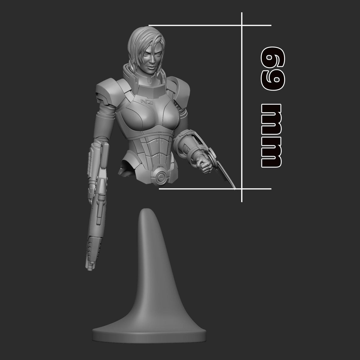 Commander Shepard female Bust - Mass Effect - resin miniature view 5