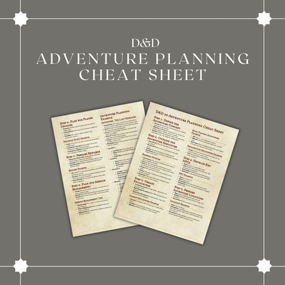 Adventure Planning Cheat Sheet - digital download preview
