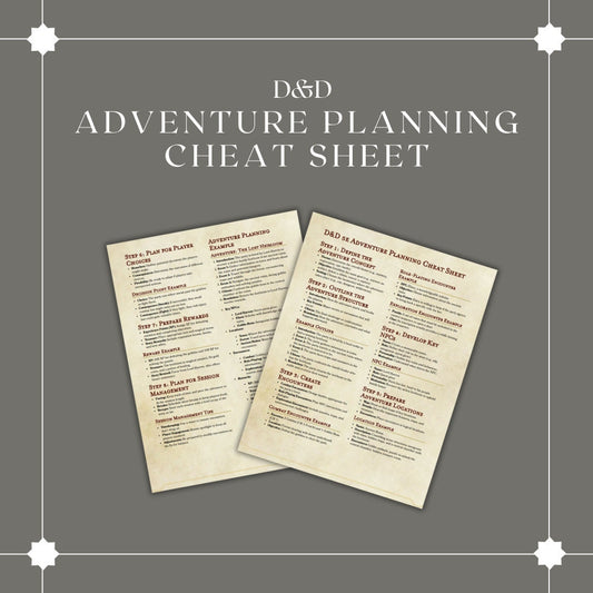 Adventure Planning Cheat Sheet - digital download preview