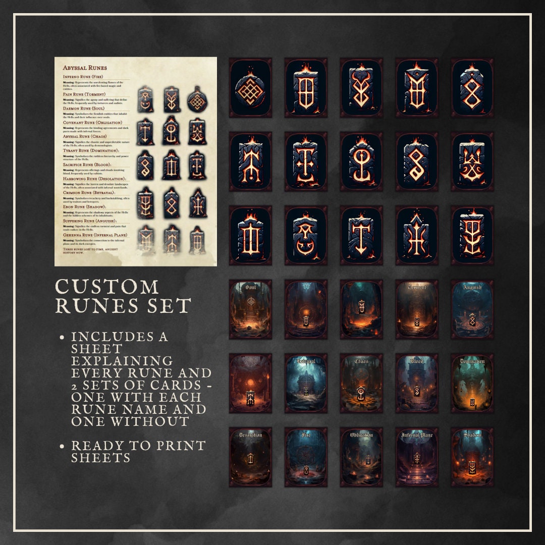 Abyssal Runes - printable tabletop RPG resource preview