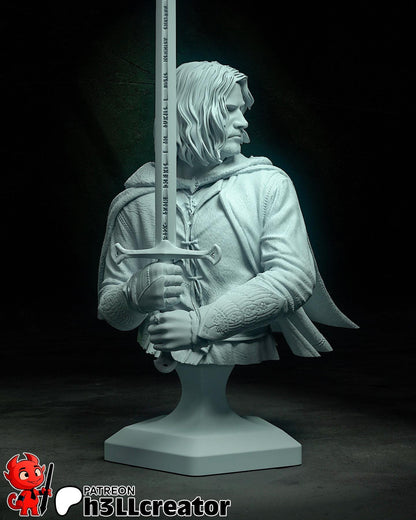 Aragorn Bust - The Lord of the Rings - 3D printed miniature detail view