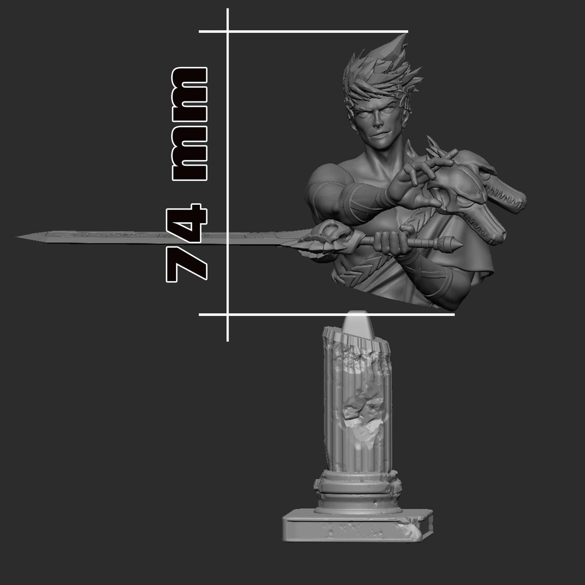 Zagreus 2 Bust - Hades - resin tabletop miniature alternate angle