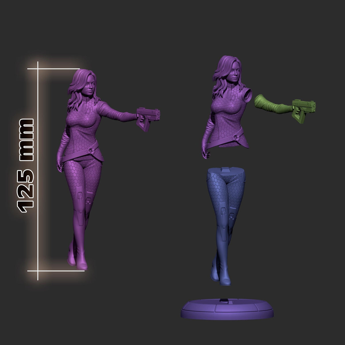 Miranda Figure - Mass Effect - 3D printed miniature detail view