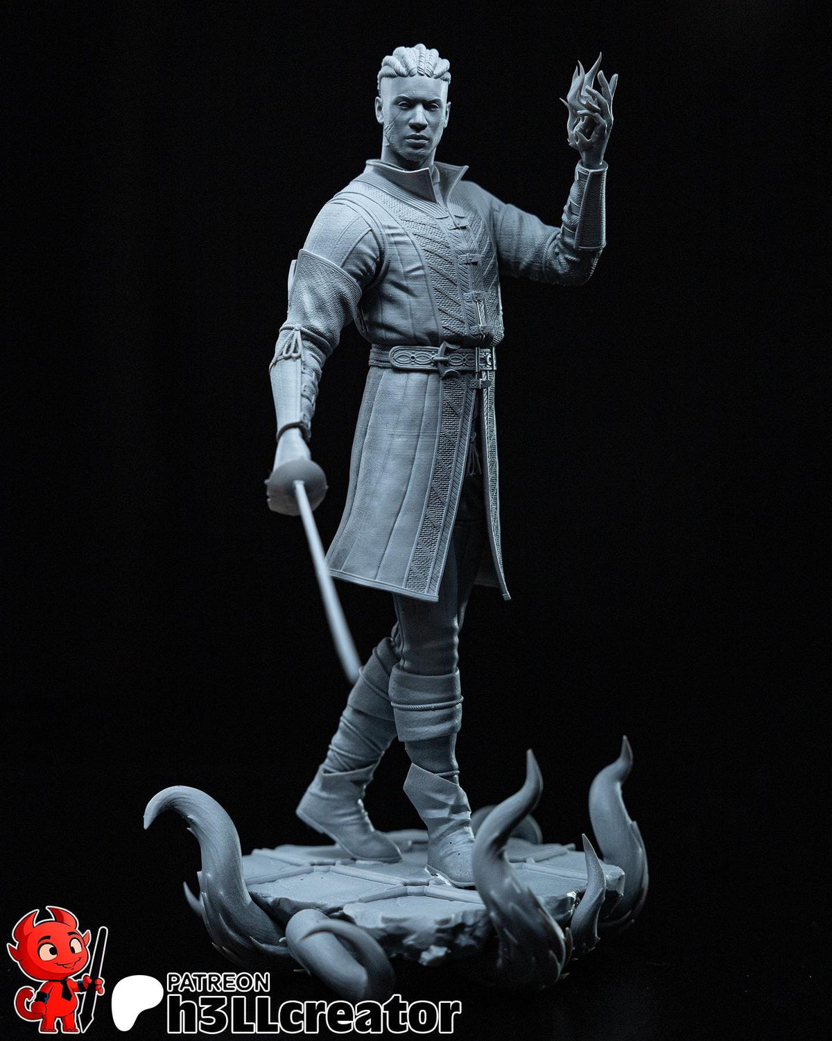 Wyll Figure - Baldur's Gate 3 - resin tabletop miniature front view