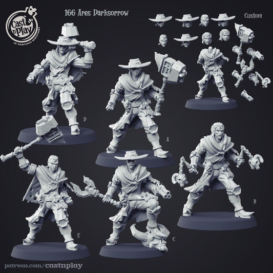 Human Demon Hunter Miniature - resin tabletop miniature front view