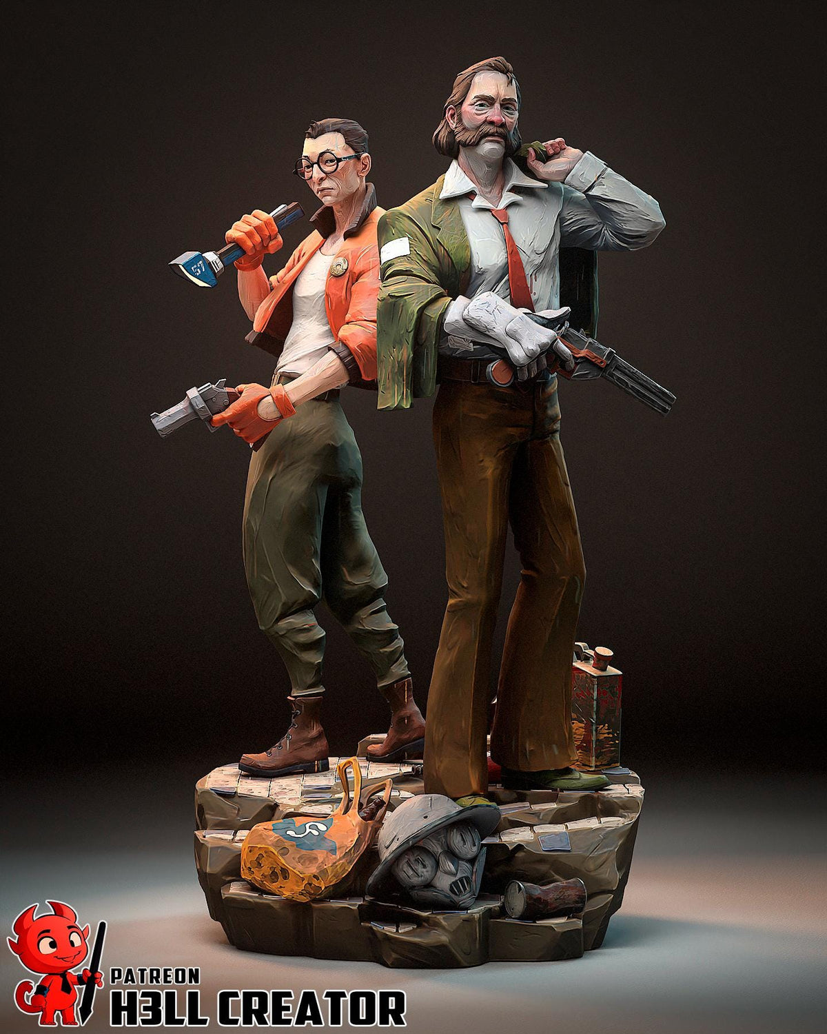 Harry and Kim Disco Elysium Figure - resin tabletop miniature front view