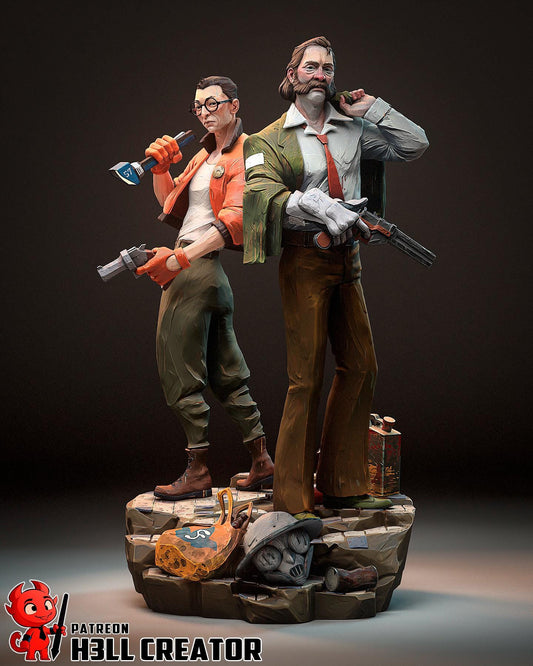 Harry and Kim Disco Elysium Figure - resin tabletop miniature front view