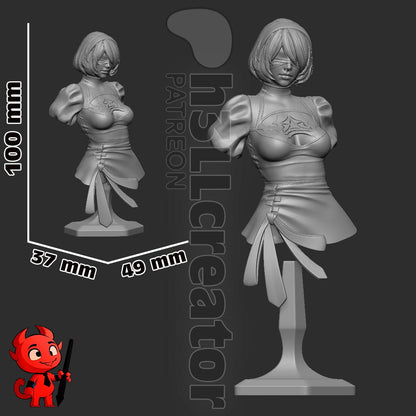 2B YoRHa No. 2 Type B Bust - paintable tabletop miniature product view