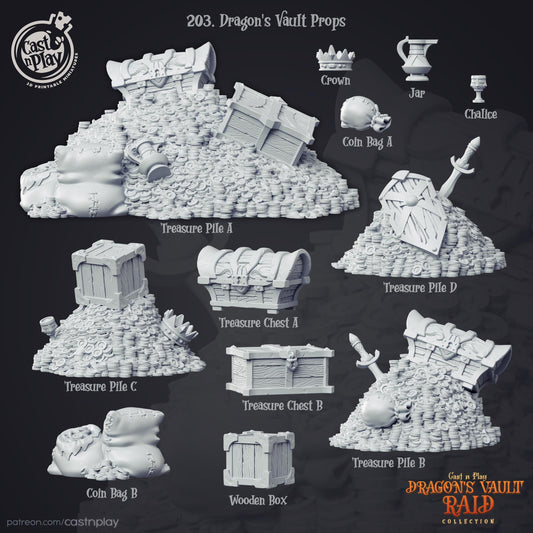 Dragons Vault Raid Dragon Lair Treasure Terrain Set - resin tabletop miniature front view