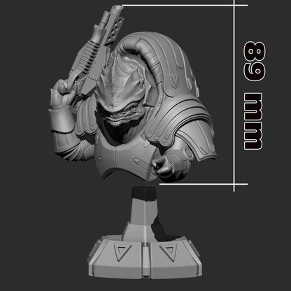 Wrex Bust - Mass Effect - 3D printed miniature detail view