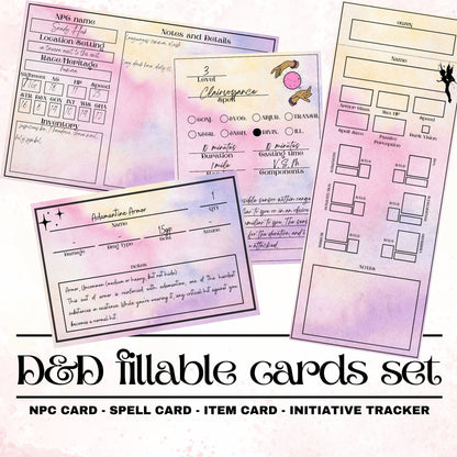 Fillable Cards Set - digital download preview