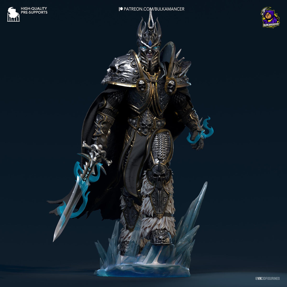 Arthas Wrath of the Lich King Figure - World of Warcraft - 3D printed miniature detail view