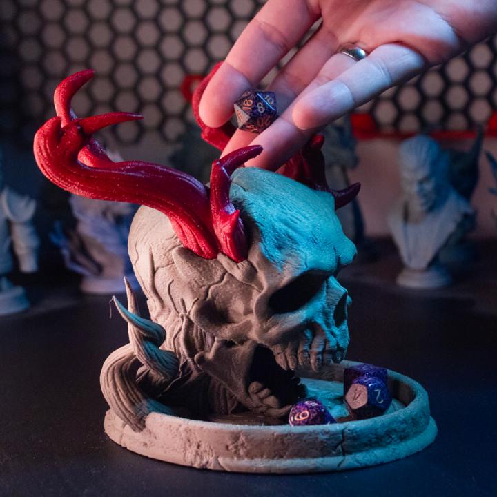 Skull Shrine Dice Tower - 3D printed miniature detail view