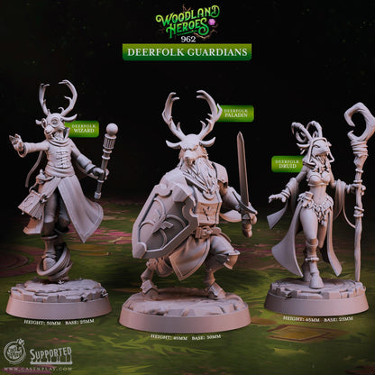 Deerfolk Druid Miniature - resin tabletop miniature alternate angle