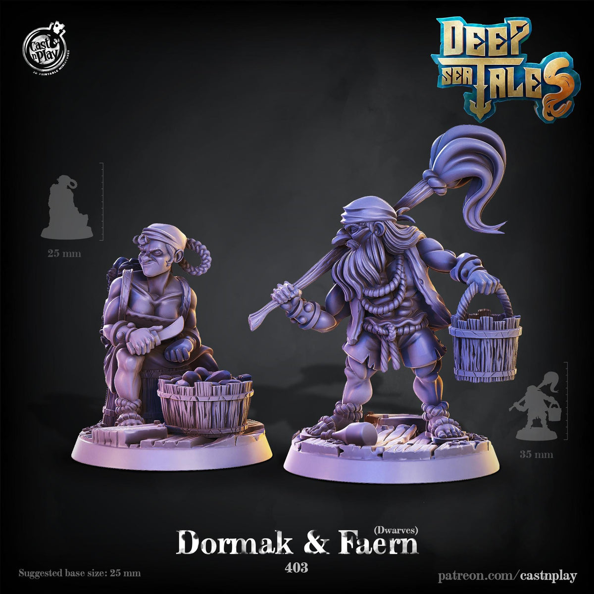 Dwarf Pirate Miniature - resin tabletop miniature front view