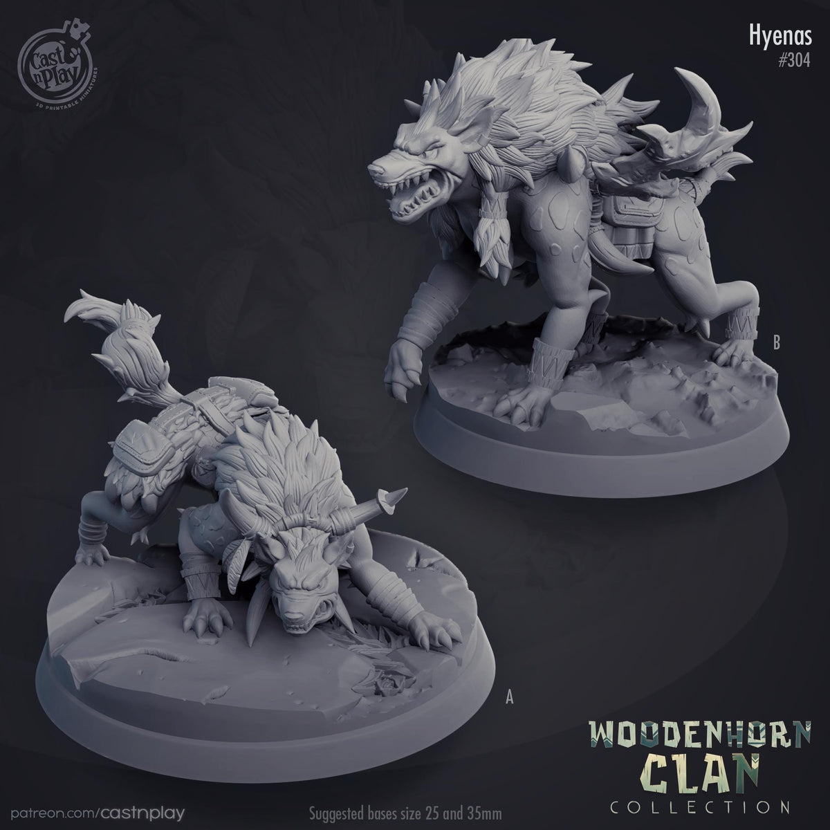 Hyena Companion Miniature - resin tabletop miniature front view