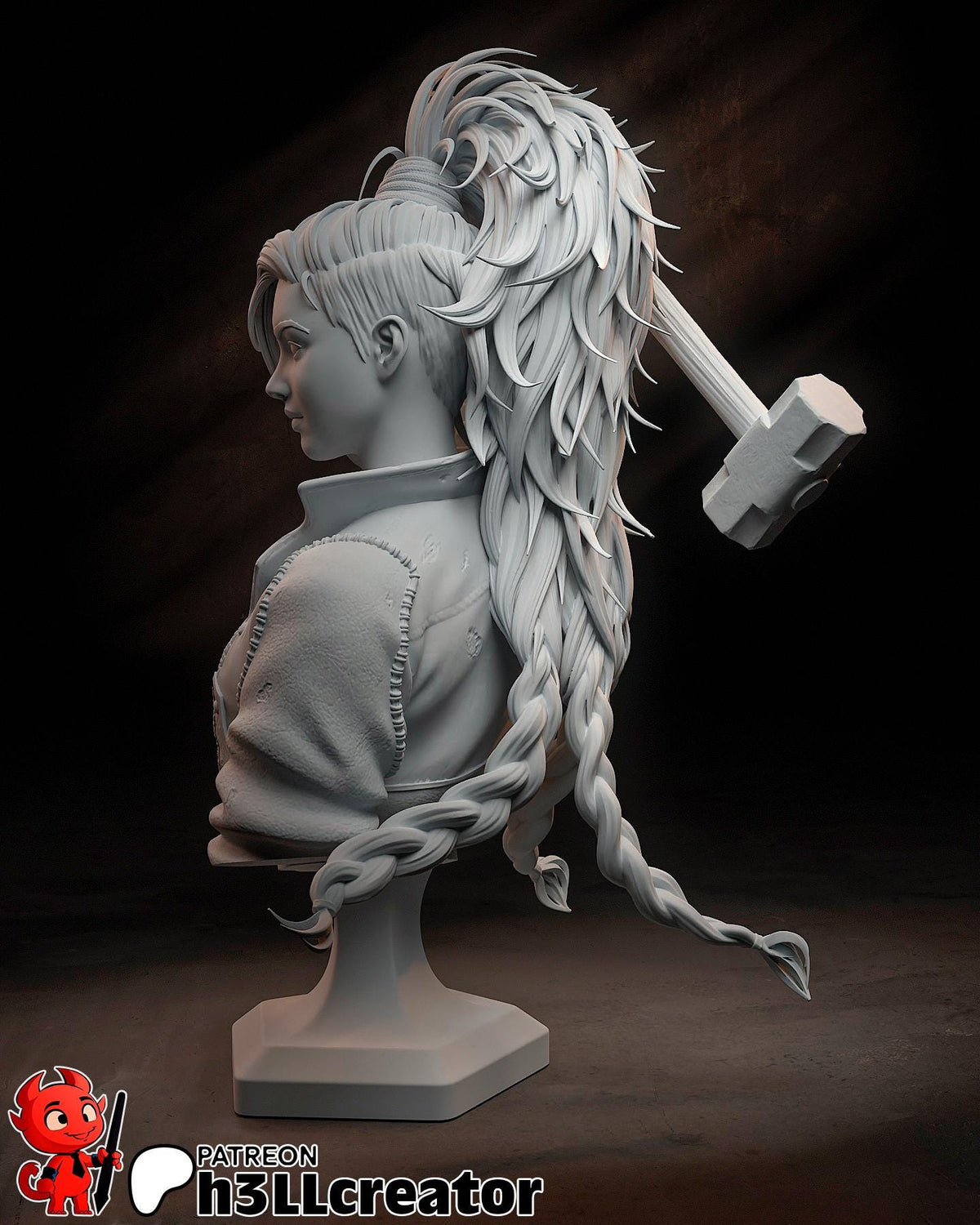 Gemma Bust - Monster Hunter Wilds - 3D printed miniature detail view