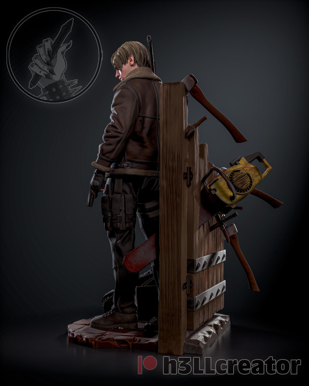 Leon Kennedy Residual Evil 4 Remake Figure - 3D printed miniature detail view
