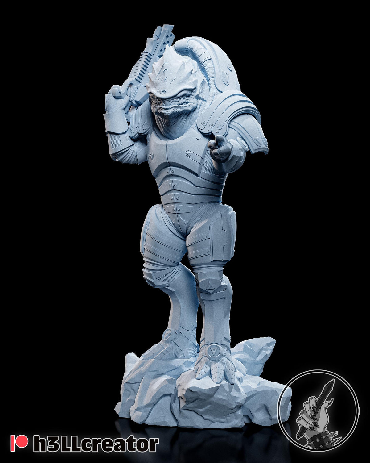 Wrex Figure - Mass Effect - 3D printed miniature detail view