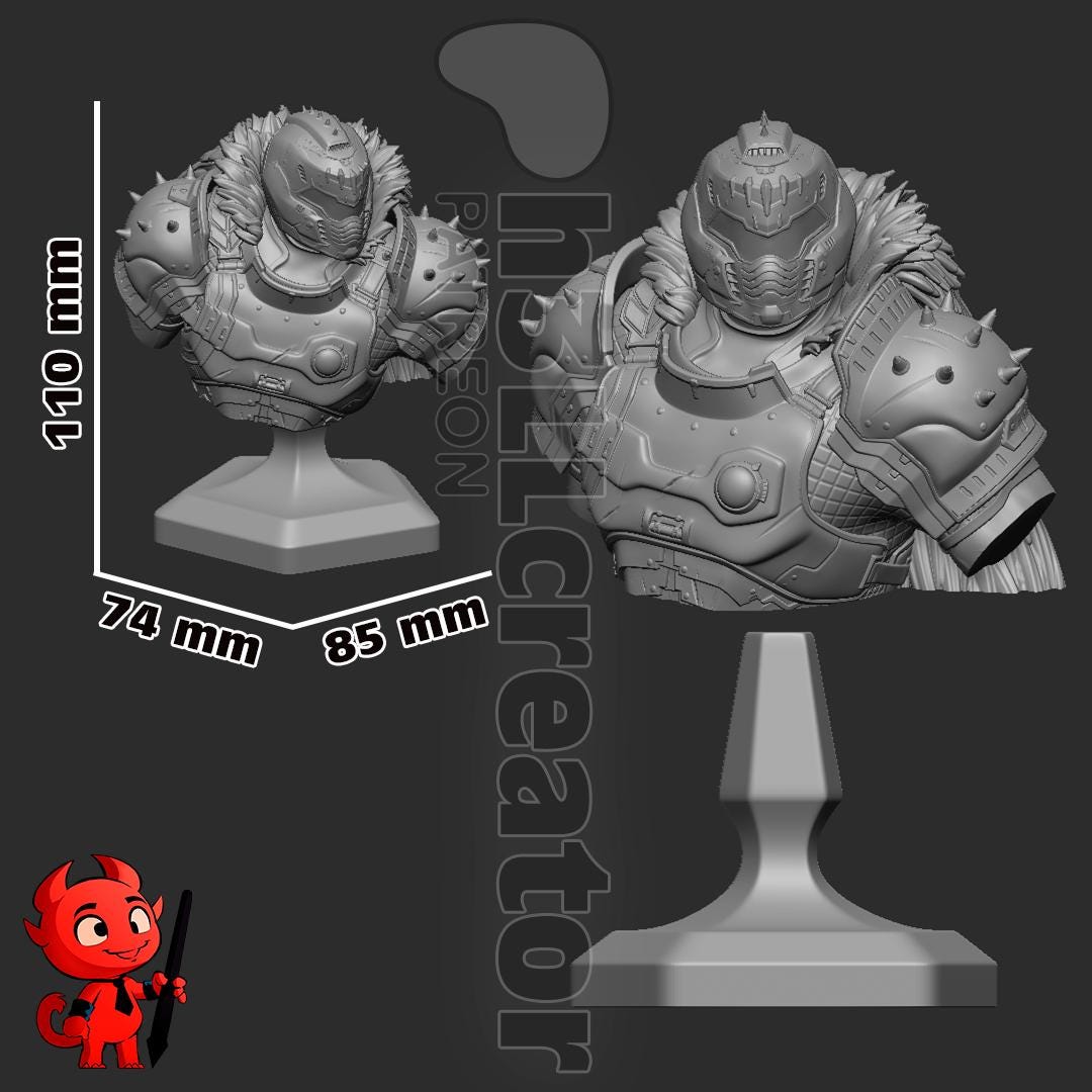 Doomguy Bust - paintable tabletop miniature product view