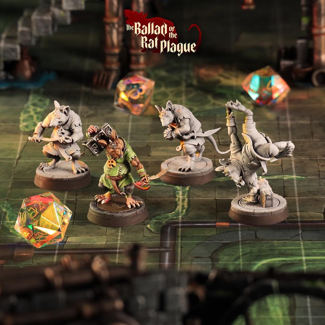 Ratfolk Rogue Miniature - resin tabletop miniature front view
