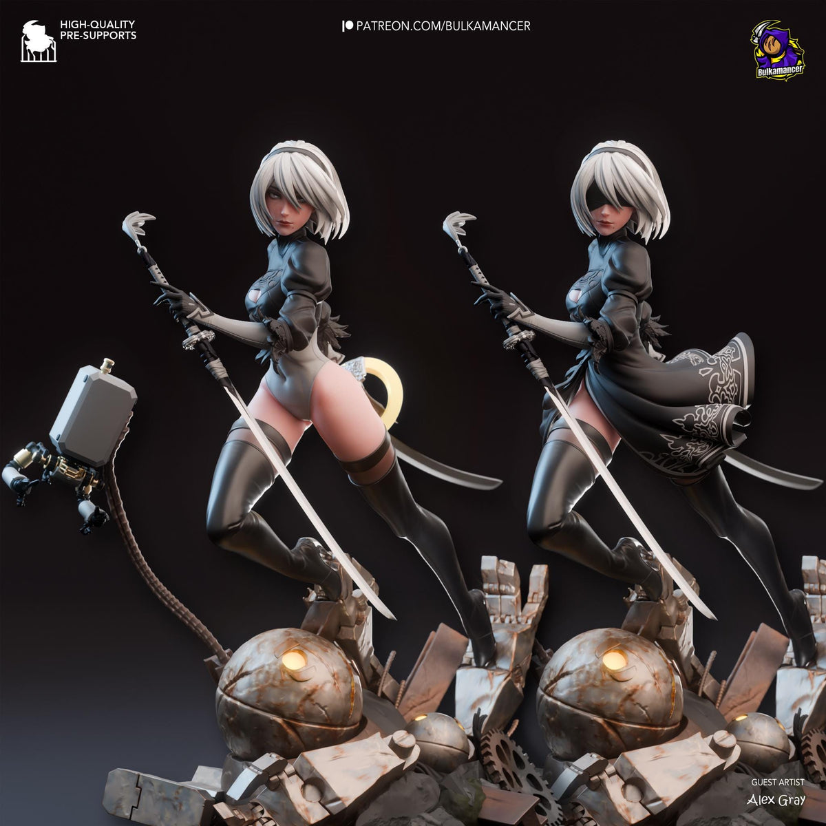 2B Figure - NieR: Automata - resin tabletop miniature alternate angle