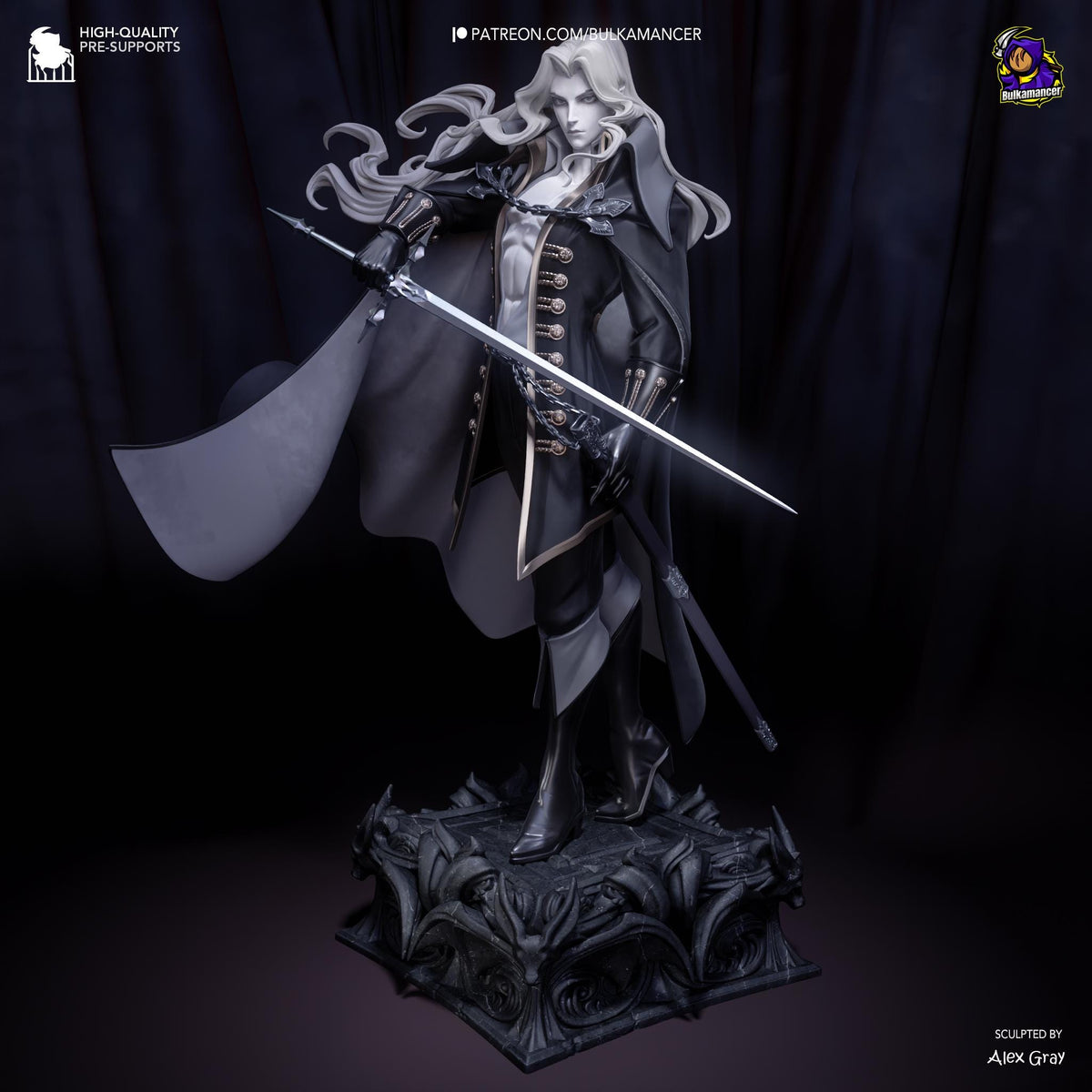 Alucard Castlevania Figure - 3D printed miniature detail view