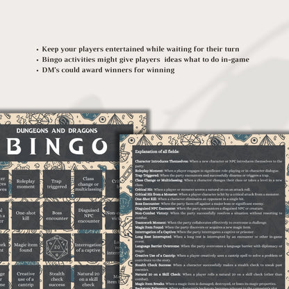 Bingo - printable tabletop RPG resource preview