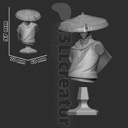 Mizu Blue Eye Samurai Bust - paintable tabletop miniature product view