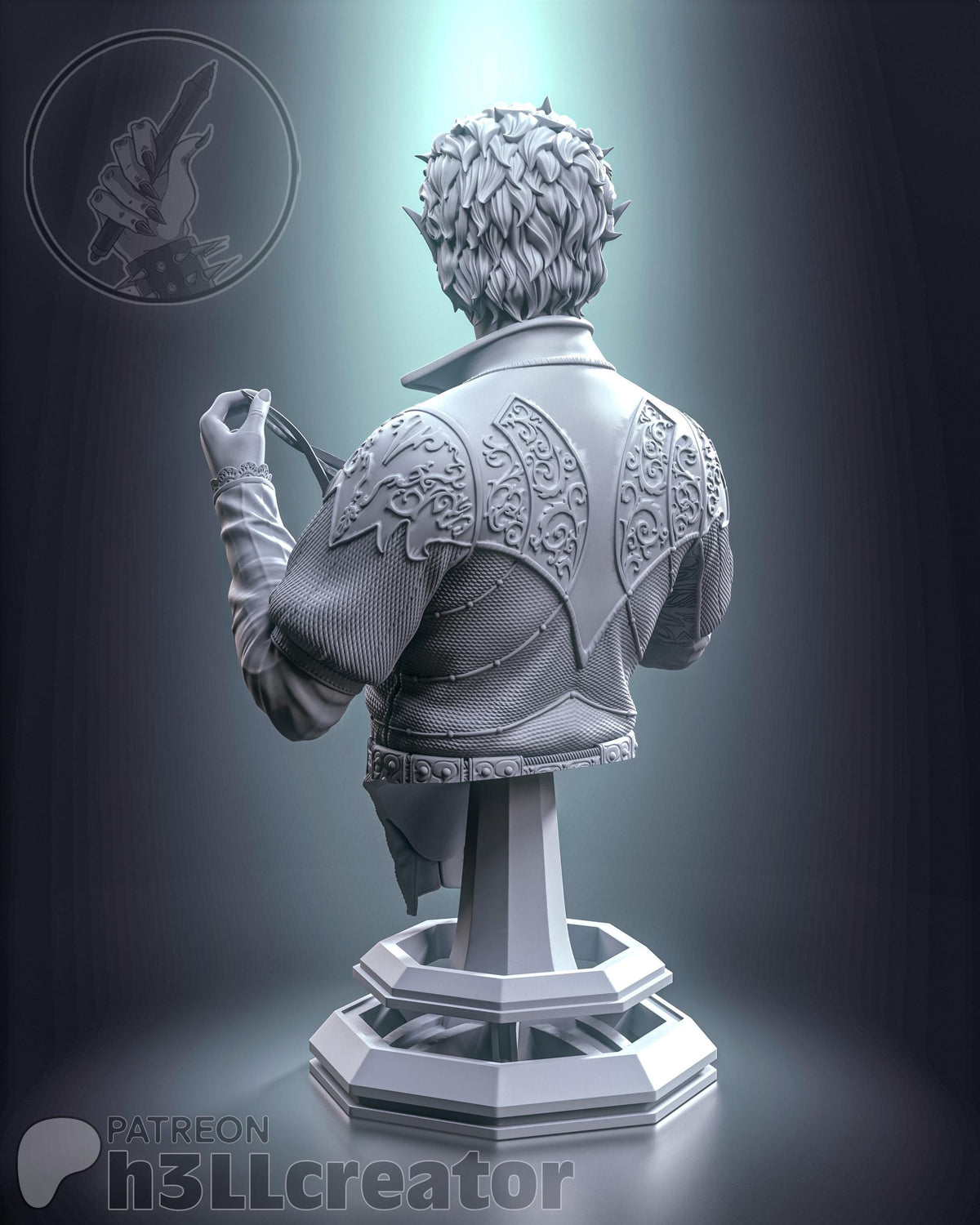 Astarion Bust - Baldur's Gate 3 - 3D printed miniature detail view