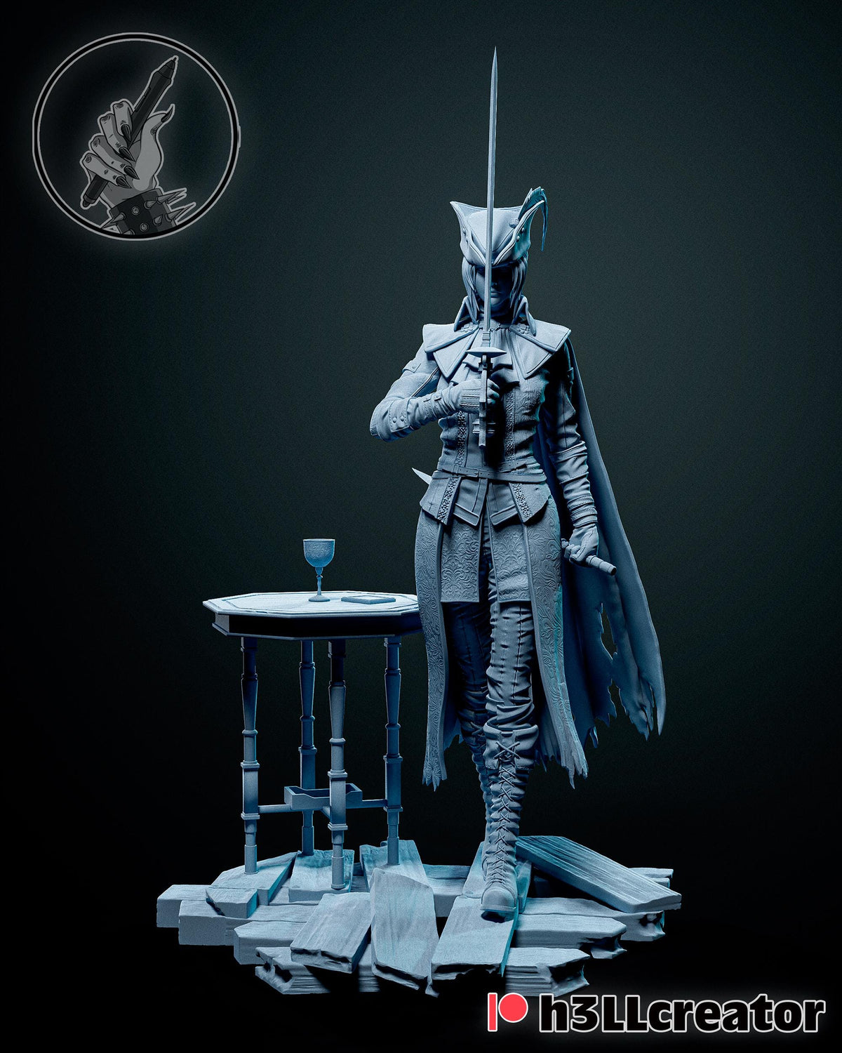 Lady Maria Bloodborne Figure - 3D printed miniature detail view